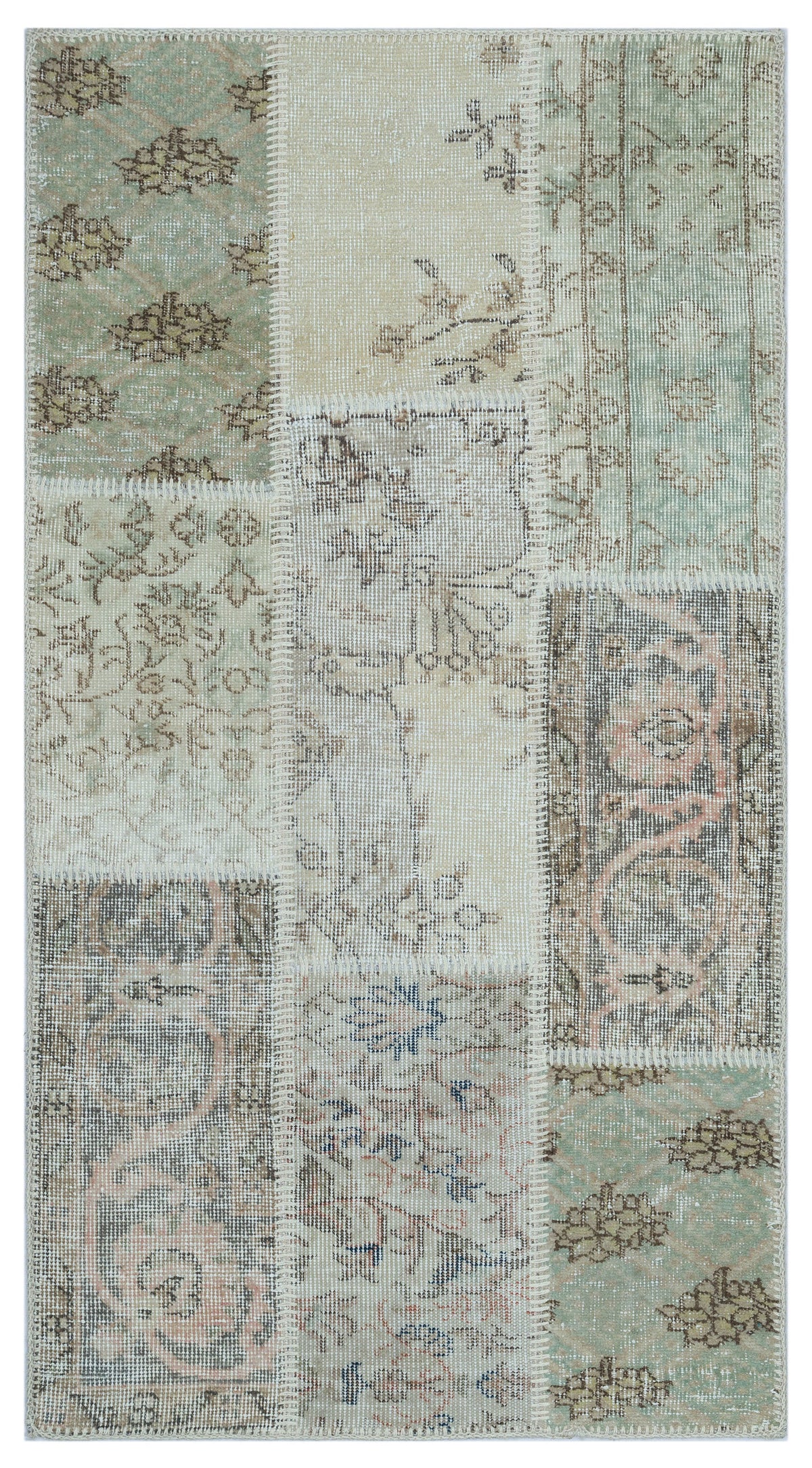 Beige Over Dyed Patchwork Unique Rug 2&#39;7&#39;&#39; x 4&#39;11&#39;&#39; ft 80 x 150 cm
