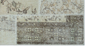 Beige Over Dyed Patchwork Unique Rug 2'7'' x 4'11'' ft 80 x 150 cm