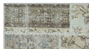 Beige Over Dyed Patchwork Unique Rug 2'7'' x 4'11'' ft 80 x 150 cm