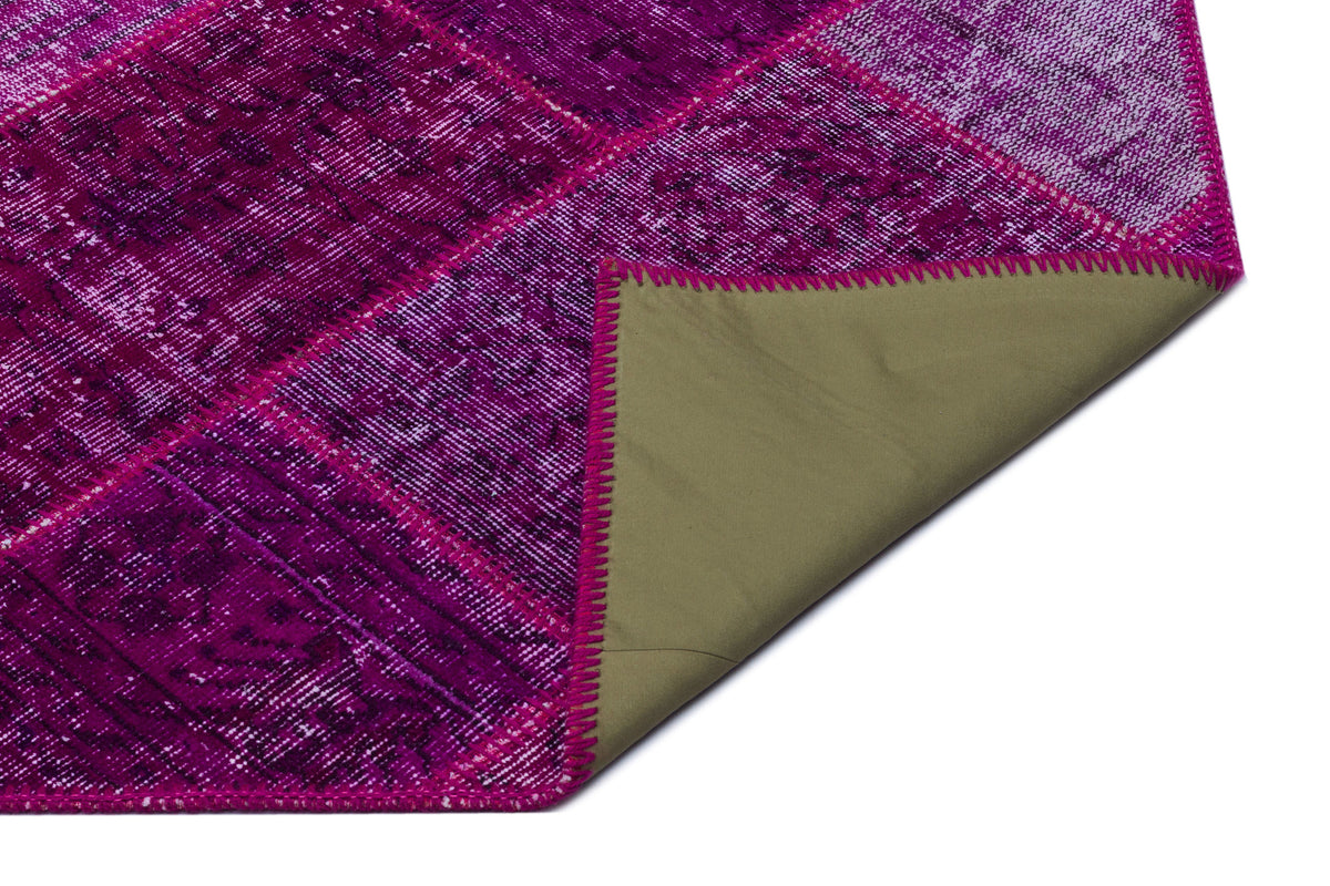 Fuchsia Over Dyed Patchwork Unique Rug 3&#39;11&#39;&#39; x 5&#39;11&#39;&#39; ft 120 x 180 cm