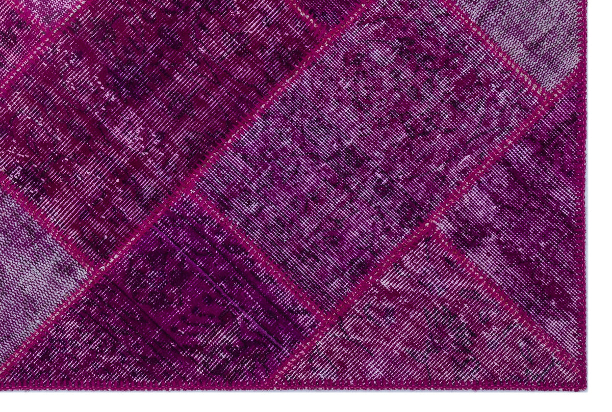 Fuchsia Over Dyed Patchwork Unique Rug 3&#39;11&#39;&#39; x 5&#39;11&#39;&#39; ft 120 x 180 cm