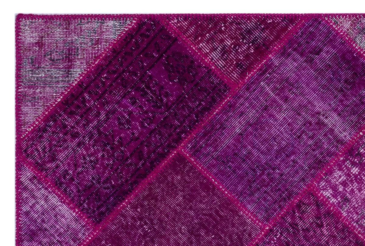 Fuchsia Over Dyed Patchwork Unique Rug 3&#39;11&#39;&#39; x 5&#39;11&#39;&#39; ft 120 x 180 cm