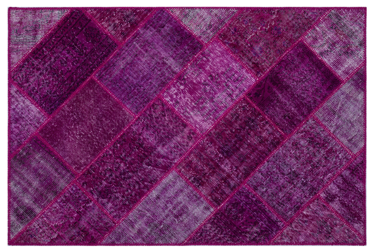 Fuchsia Over Dyed Patchwork Unique Rug 3&#39;11&#39;&#39; x 5&#39;11&#39;&#39; ft 120 x 180 cm