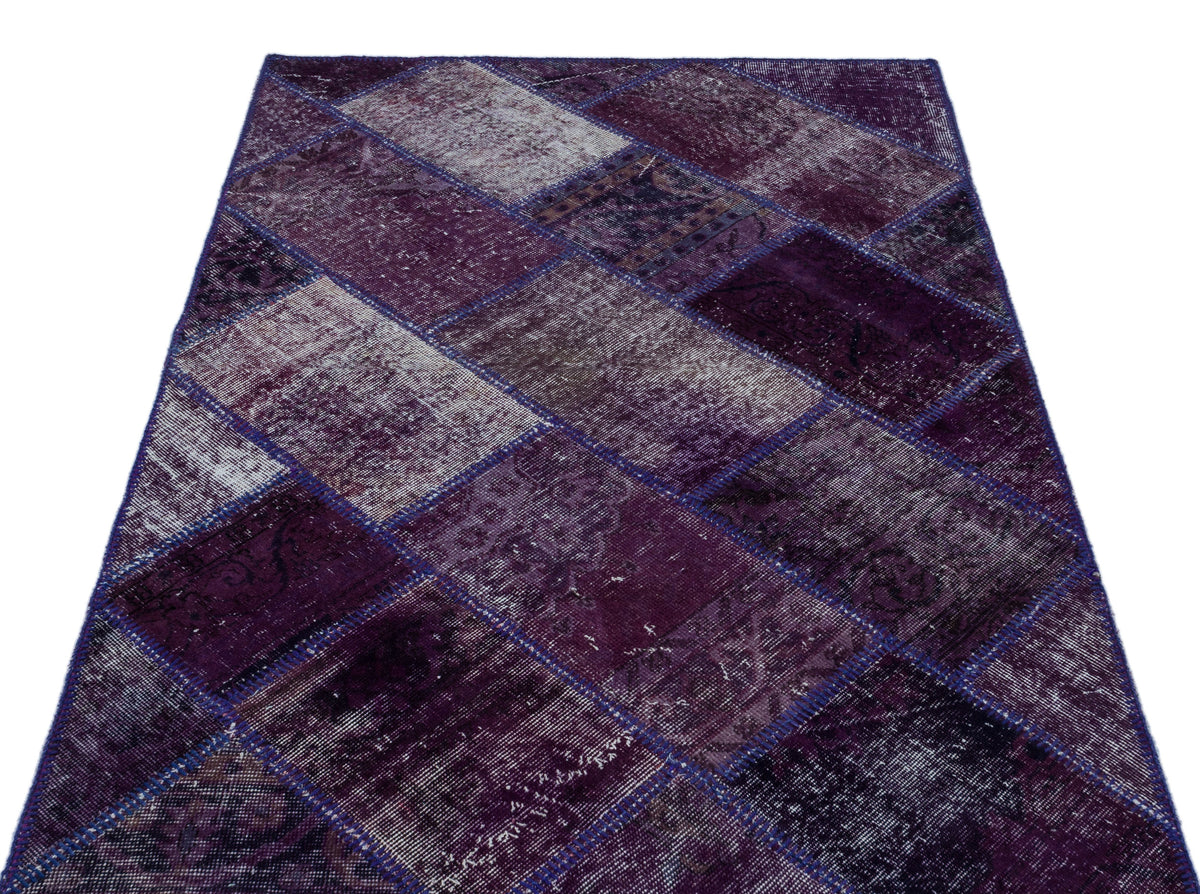 Purple Over Dyed Patchwork Unique Rug 3&#39;11&#39;&#39; x 5&#39;11&#39;&#39; ft 120 x 180 cm