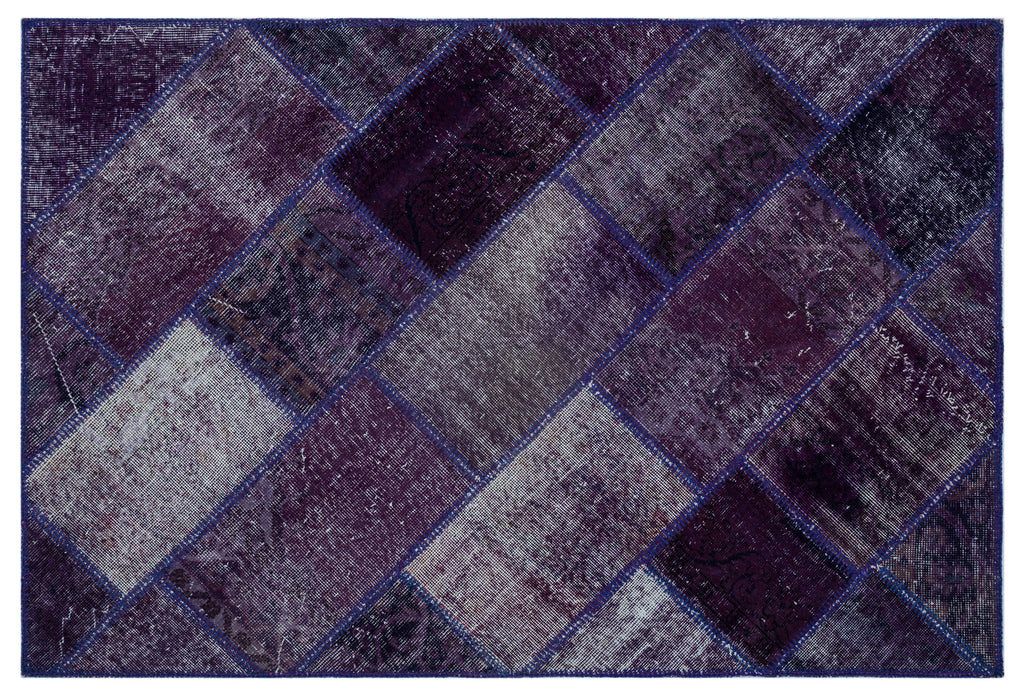Purple Over Dyed Patchwork Unique Rug 3'11'' x 5'11'' ft 120 x 180 cm