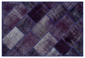 Purple Over Dyed Patchwork Unique Rug 3'11'' x 5'11'' ft 120 x 180 cm