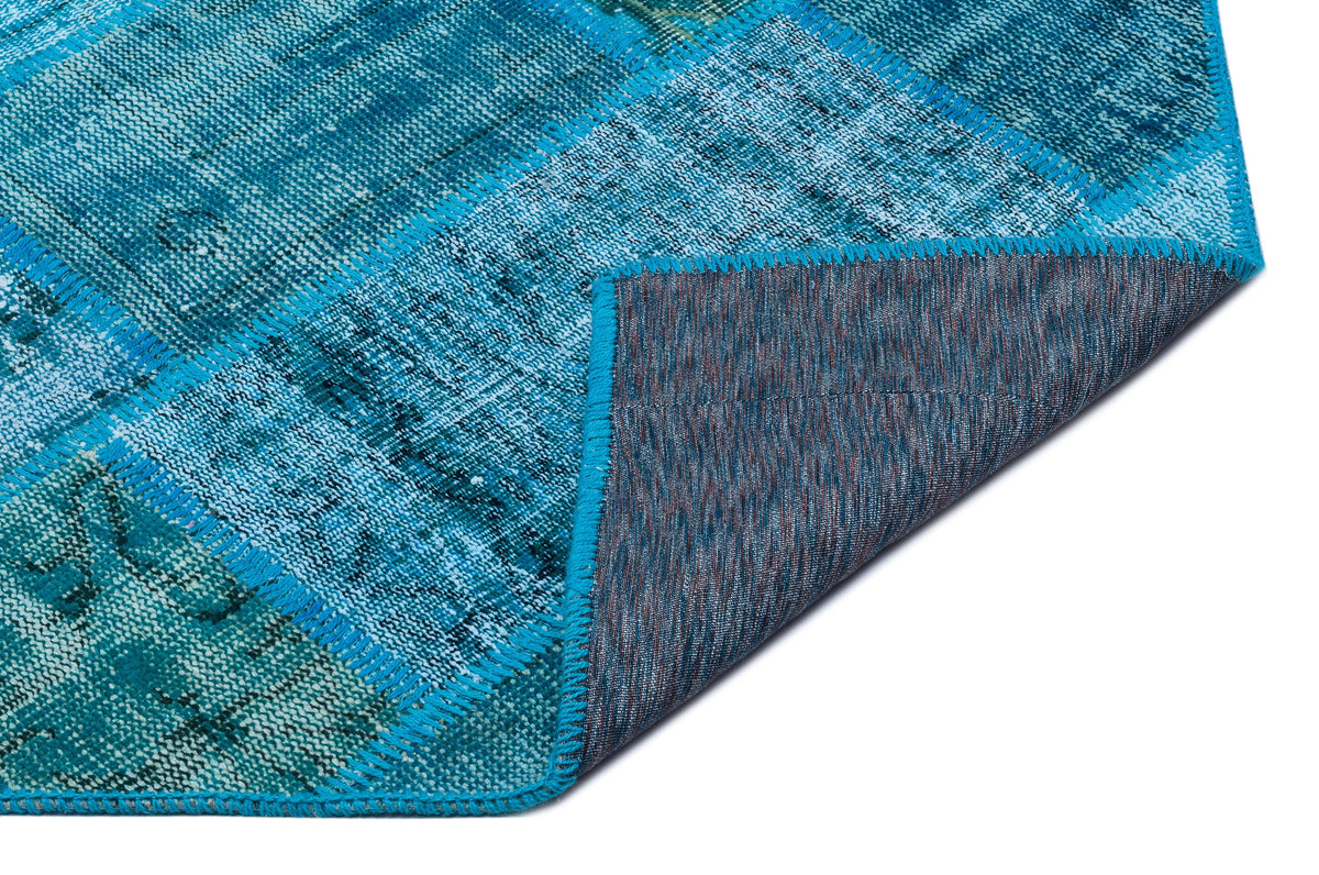 Turquoise  Over Dyed Patchwork Unique Rug 3&#39;11&#39;&#39; x 5&#39;11&#39;&#39; ft 120 x 180 cm