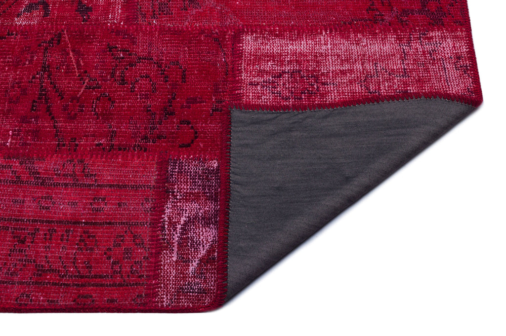 Red Over Dyed Patchwork Unique Rug 3'11'' x 5'11'' ft 120 x 180 cm