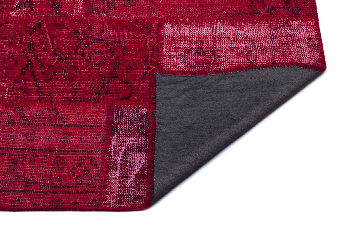 Red Over Dyed Patchwork Unique Rug 3&#39;11&#39;&#39; x 5&#39;11&#39;&#39; ft 120 x 180 cm
