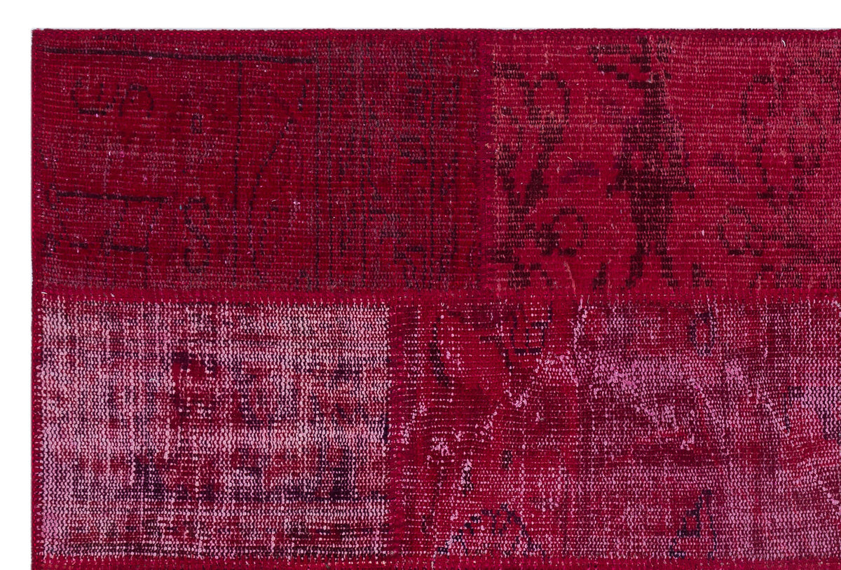Red Over Dyed Patchwork Unique Rug 3&#39;11&#39;&#39; x 5&#39;11&#39;&#39; ft 120 x 180 cm