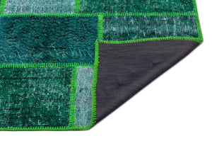 Green Over Dyed Patchwork Unique Rug 3'11'' x 5'11'' ft 120 x 180 cm