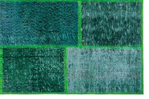 Green Over Dyed Patchwork Unique Rug 3'11'' x 5'11'' ft 120 x 180 cm