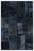 Black Over Dyed Patchwork Unique Rug 3'11'' x 5'11'' ft 120 x 180 cm