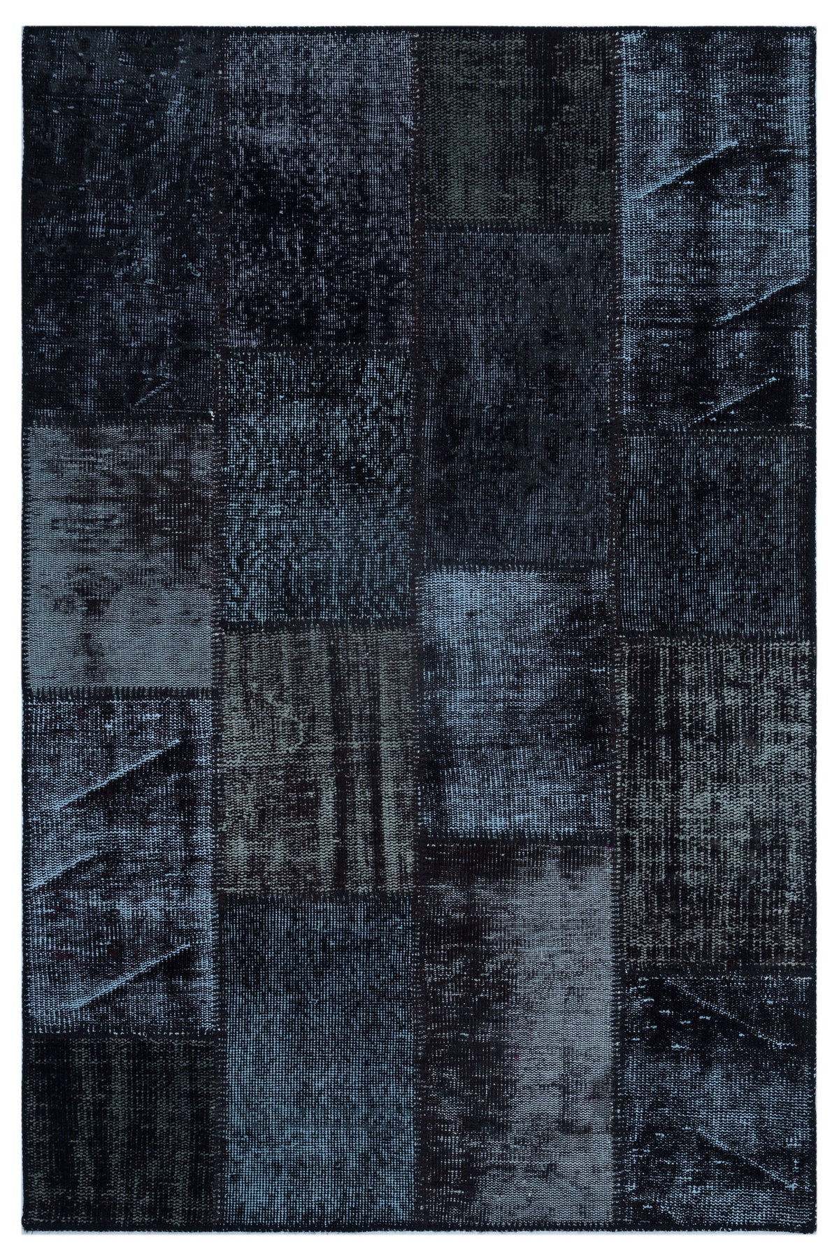 Black Over Dyed Patchwork Unique Rug 3&#39;11&#39;&#39; x 5&#39;11&#39;&#39; ft 120 x 180 cm