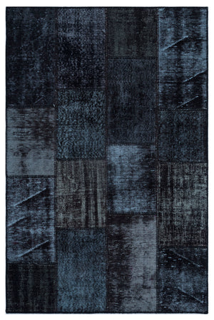 Black Over Dyed Patchwork Unique Rug 3'11'' x 5'11'' ft 120 x 180 cm