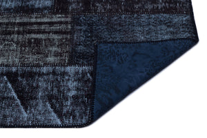 Black Over Dyed Patchwork Unique Rug 3'11'' x 5'11'' ft 120 x 180 cm