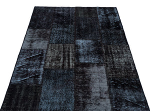 Black Over Dyed Patchwork Unique Rug 3'11'' x 5'11'' ft 120 x 180 cm