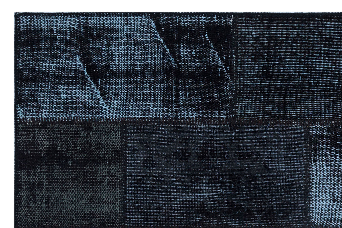 Black Over Dyed Patchwork Unique Rug 3&#39;11&#39;&#39; x 5&#39;11&#39;&#39; ft 120 x 180 cm