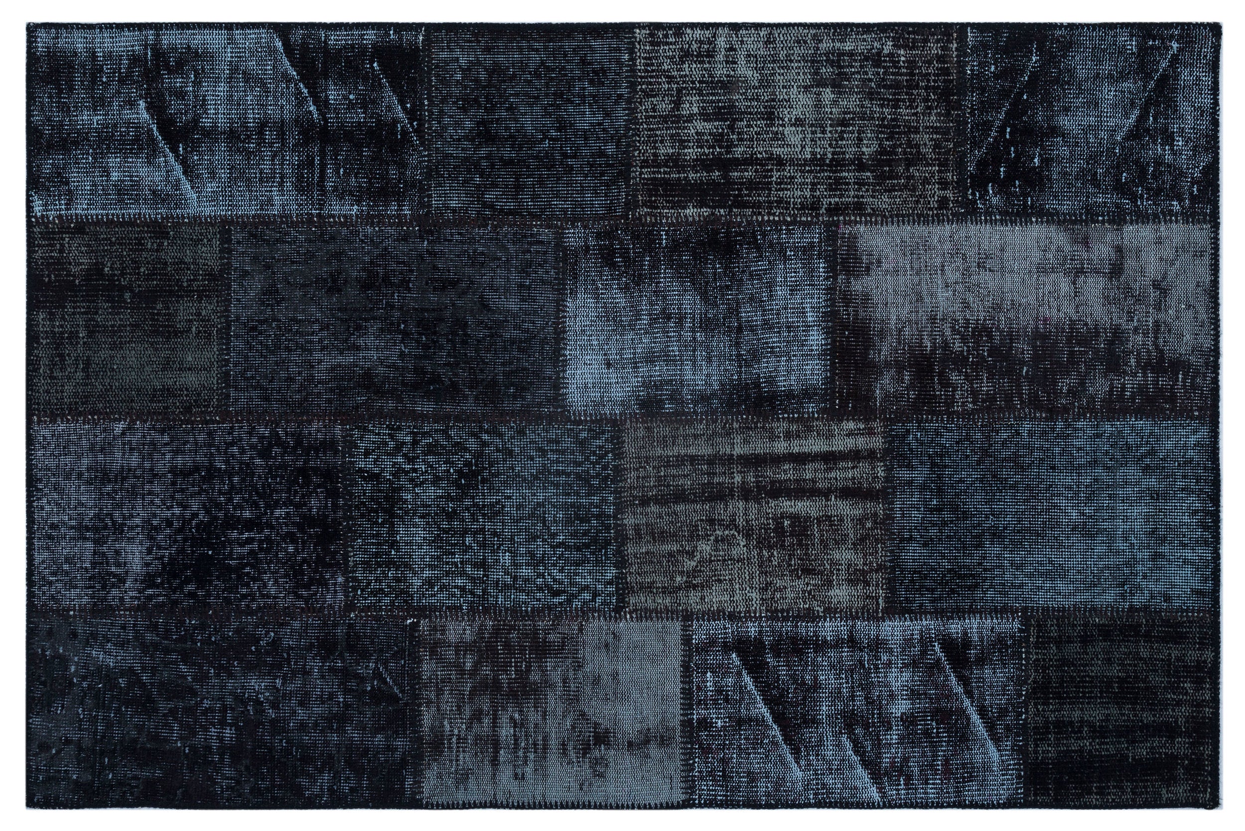 Black Over Dyed Patchwork Unique Rug 3'11'' x 5'11'' ft 120 x 180 cm