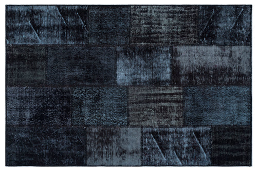 Black Over Dyed Patchwork Unique Rug 3'11'' x 5'11'' ft 120 x 180 cm