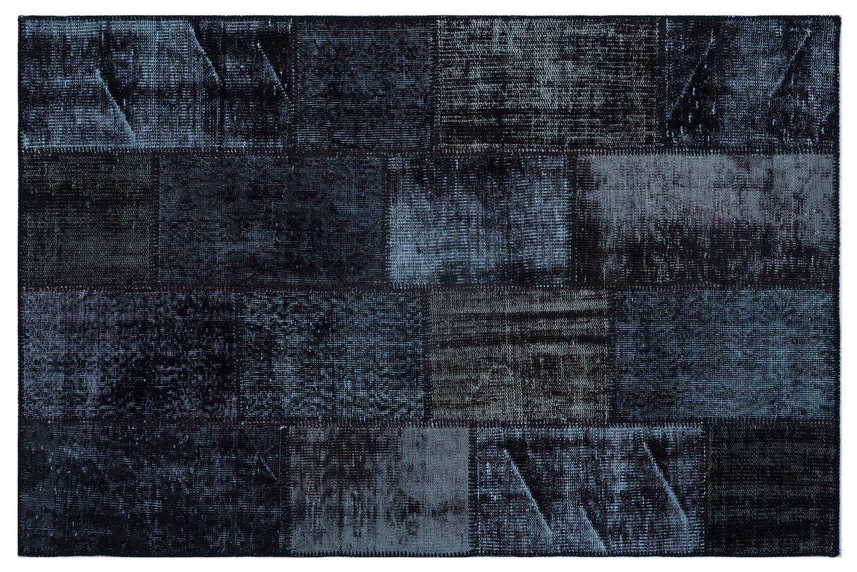 Black Over Dyed Patchwork Unique Rug 3&#39;11&#39;&#39; x 5&#39;11&#39;&#39; ft 120 x 180 cm