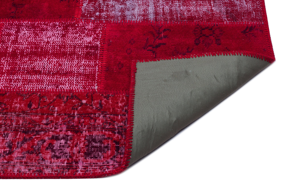 Red Over Dyed Patchwork Unique Rug 3&#39;11&#39;&#39; x 5&#39;11&#39;&#39; ft 120 x 180 cm