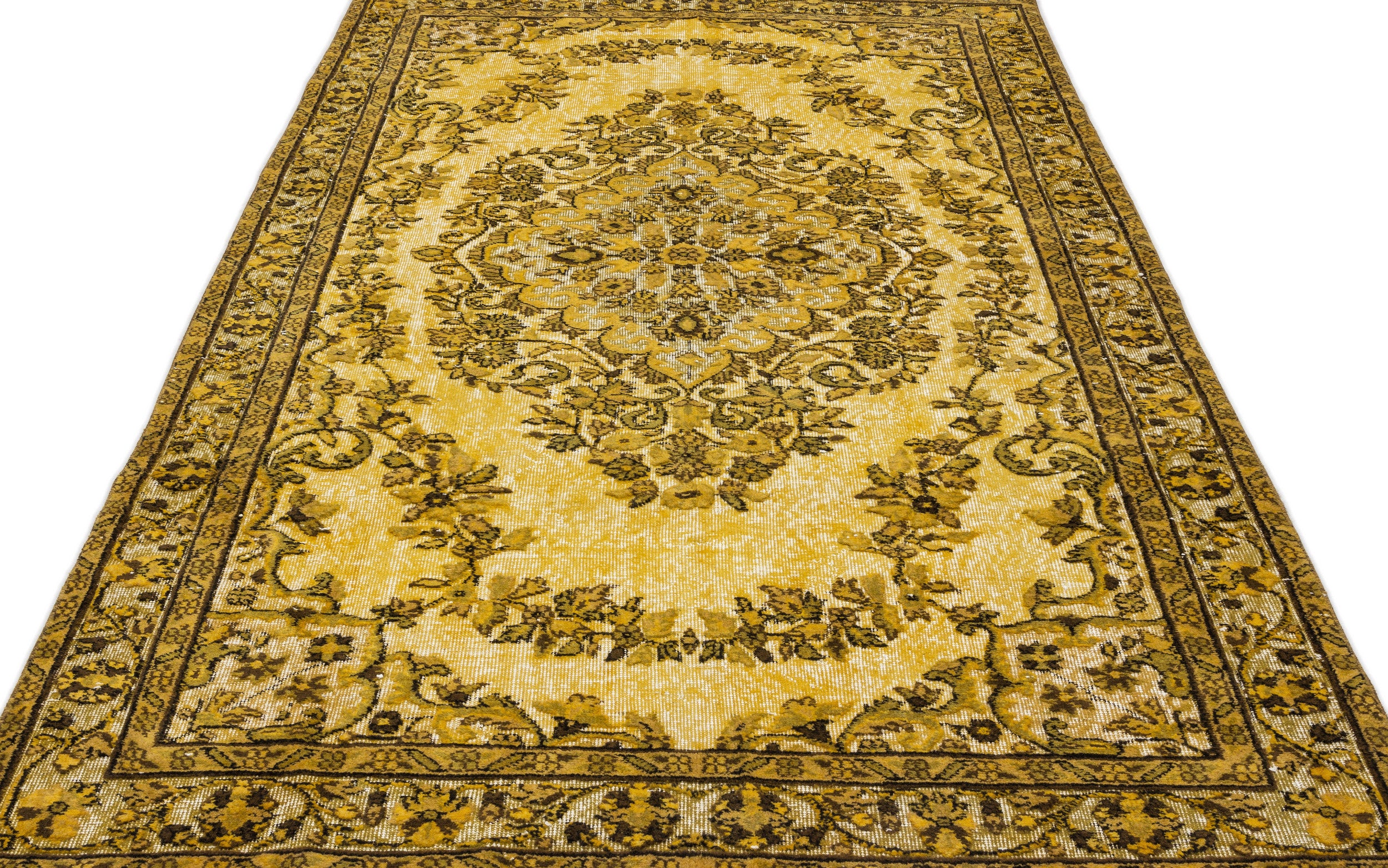 Yellow Over Dyed Carved Rug 5'7'' x 9'7'' ft 170 x 293 cm