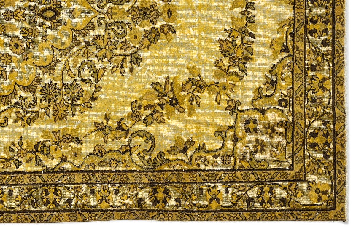 Yellow Over Dyed Carved Rug 5&#39;7&#39;&#39; x 9&#39;7&#39;&#39; ft 170 x 293 cm