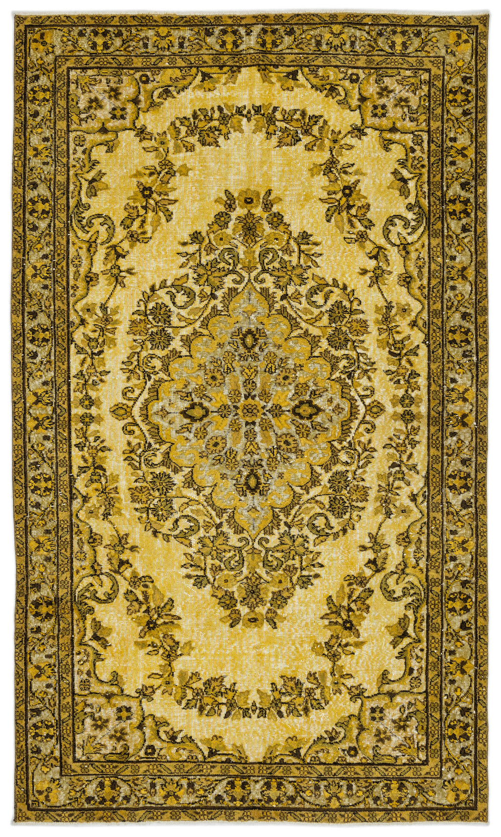 Yellow Over Dyed Carved Rug 5'7'' x 9'7'' ft 170 x 293 cm