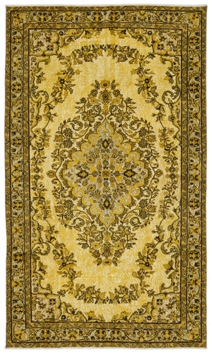 Yellow Over Dyed Carved Rug 5'7'' x 9'7'' ft 170 x 293 cm