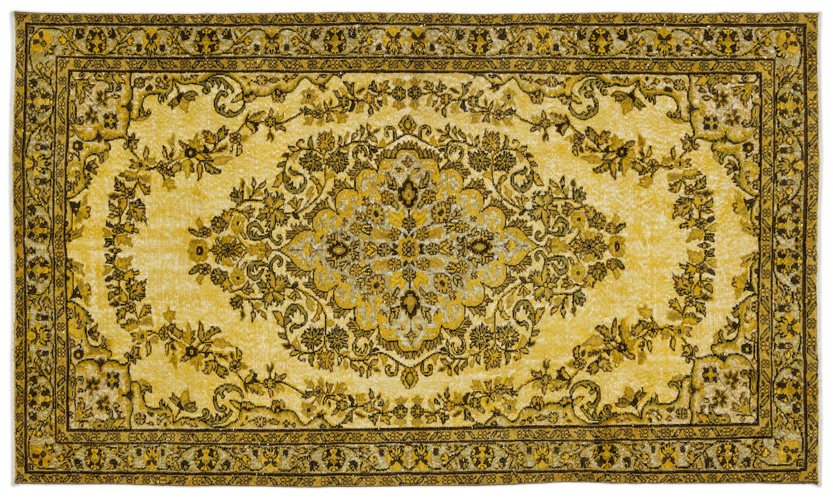 Yellow Over Dyed Carved Rug 5&#39;7&#39;&#39; x 9&#39;7&#39;&#39; ft 170 x 293 cm