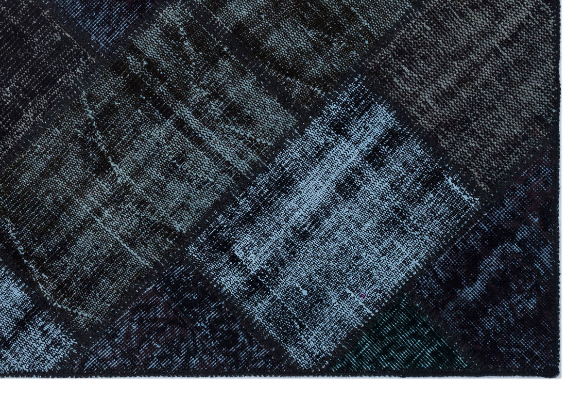 Black Over Dyed Patchwork Unique Rug 3&#39;11&#39;&#39; x 5&#39;11&#39;&#39; ft 120 x 180 cm