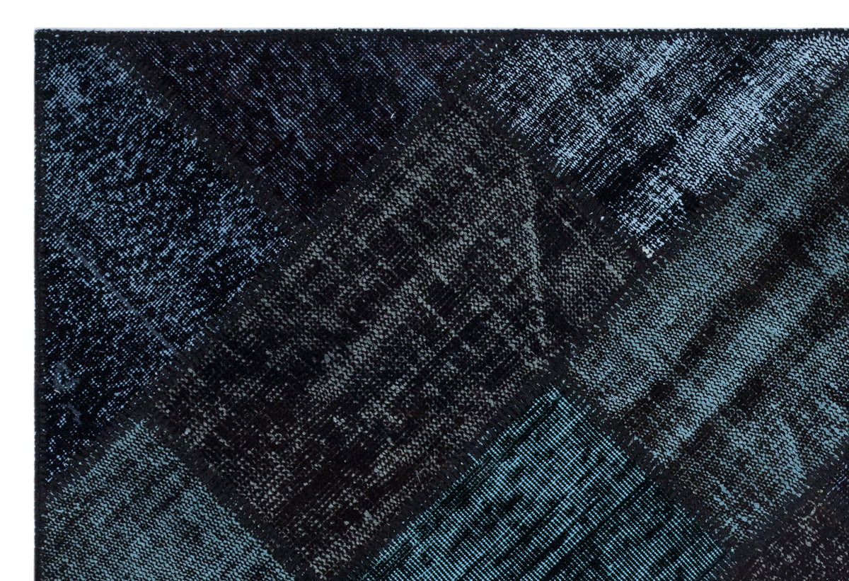 Black Over Dyed Patchwork Unique Rug 3&#39;11&#39;&#39; x 5&#39;11&#39;&#39; ft 120 x 180 cm
