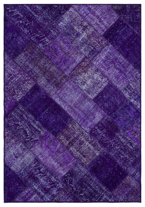 Purple Over Dyed Patchwork Unique Rug 5'3'' x 7'7'' ft 160 x 230 cm