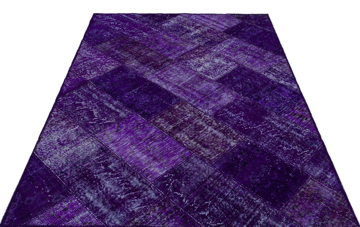 Purple Over Dyed Patchwork Unique Rug 5&#39;3&#39;&#39; x 7&#39;7&#39;&#39; ft 160 x 230 cm