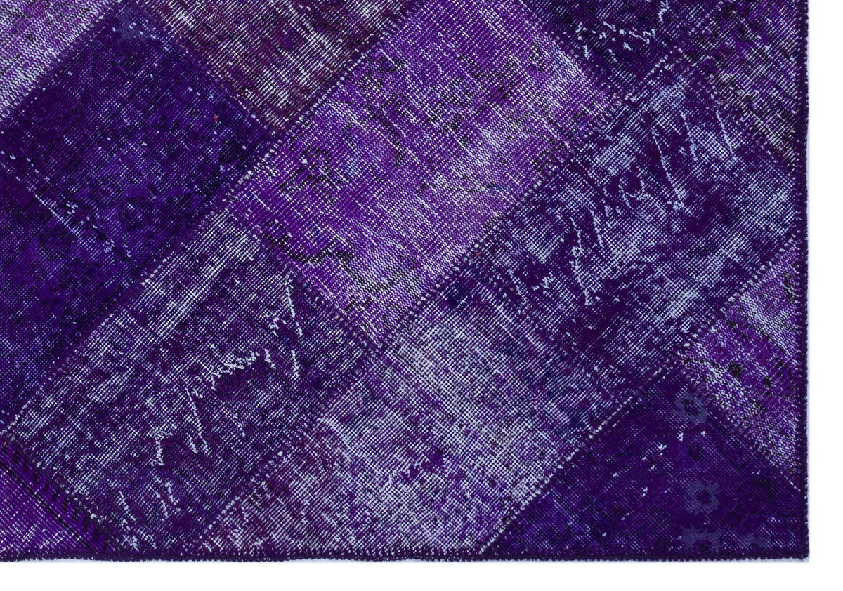 Purple Over Dyed Patchwork Unique Rug 5&#39;3&#39;&#39; x 7&#39;7&#39;&#39; ft 160 x 230 cm