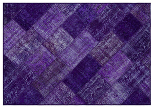 Purple Over Dyed Patchwork Unique Rug 5'3'' x 7'7'' ft 160 x 230 cm