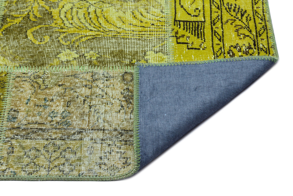 Green Over Dyed Patchwork Unique Rug 5'3'' x 7'7'' ft 160 x 230 cm
