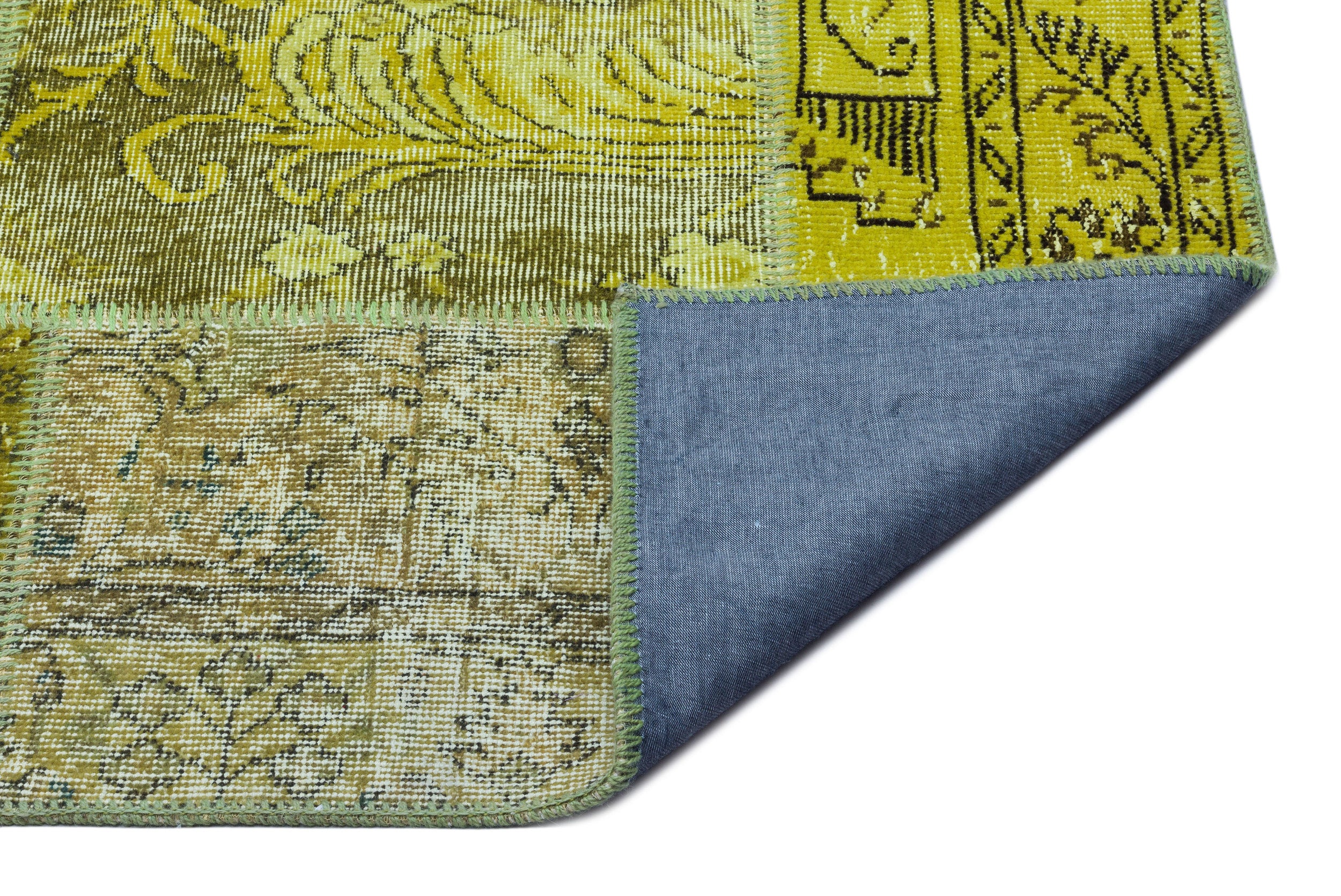 Green Over Dyed Patchwork Unique Rug 5'3'' x 7'7'' ft 160 x 230 cm