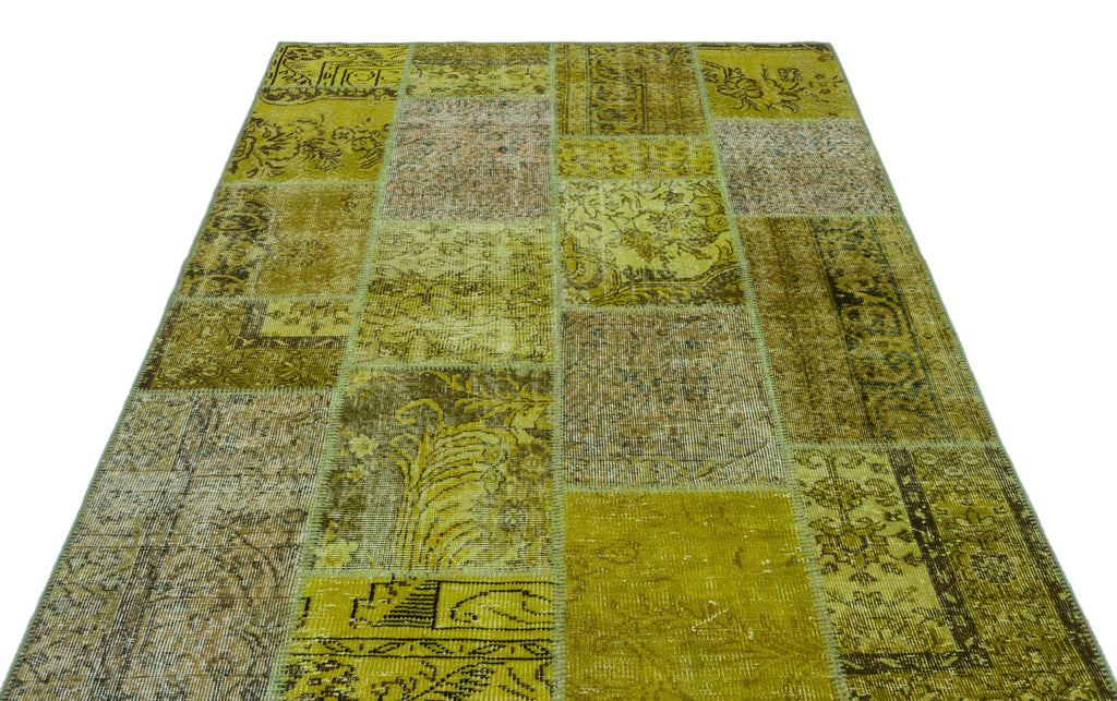 Green Over Dyed Patchwork Unique Rug 5'3'' x 7'7'' ft 160 x 230 cm