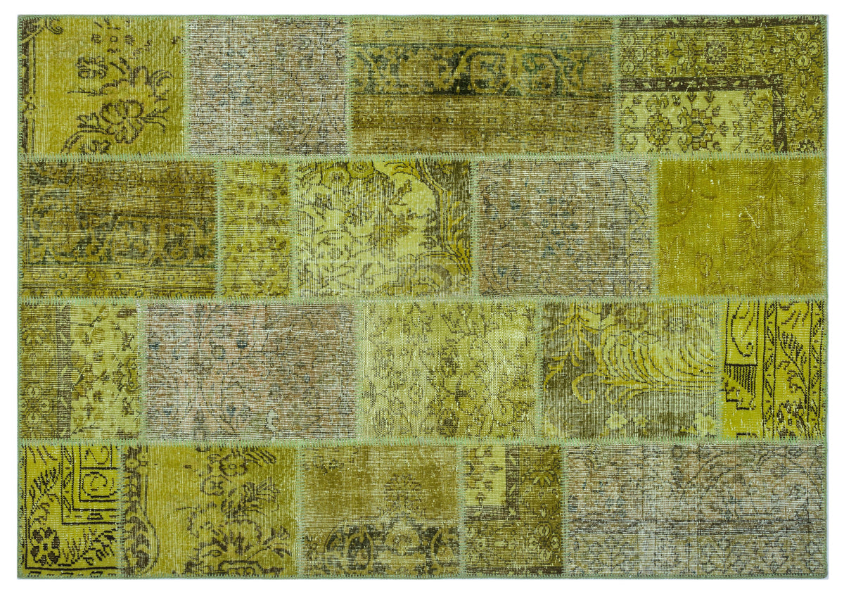 Green Over Dyed Patchwork Unique Rug 5&#39;3&#39;&#39; x 7&#39;7&#39;&#39; ft 160 x 230 cm