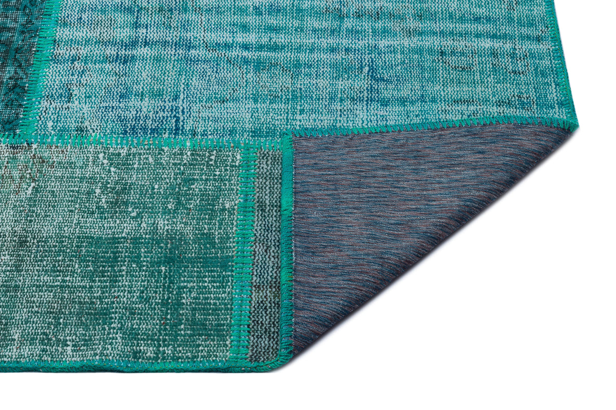 Turquoise  Over Dyed Patchwork Unique Rug 5&#39;3&#39;&#39; x 7&#39;7&#39;&#39; ft 160 x 230 cm