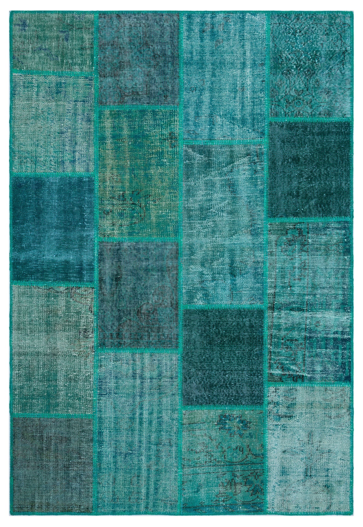 Turquoise  Over Dyed Patchwork Unique Rug 5&#39;3&#39;&#39; x 7&#39;7&#39;&#39; ft 160 x 230 cm