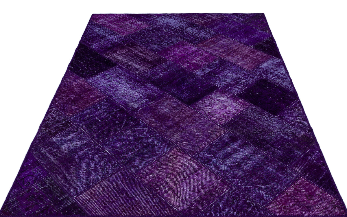 Purple Over Dyed Patchwork Unique Rug 5&#39;3&#39;&#39; x 7&#39;7&#39;&#39; ft 160 x 230 cm