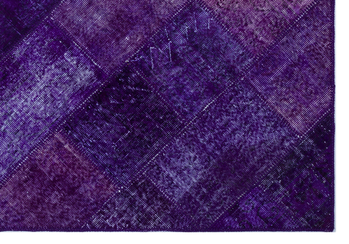 Purple Over Dyed Patchwork Unique Rug 5&#39;3&#39;&#39; x 7&#39;7&#39;&#39; ft 160 x 230 cm