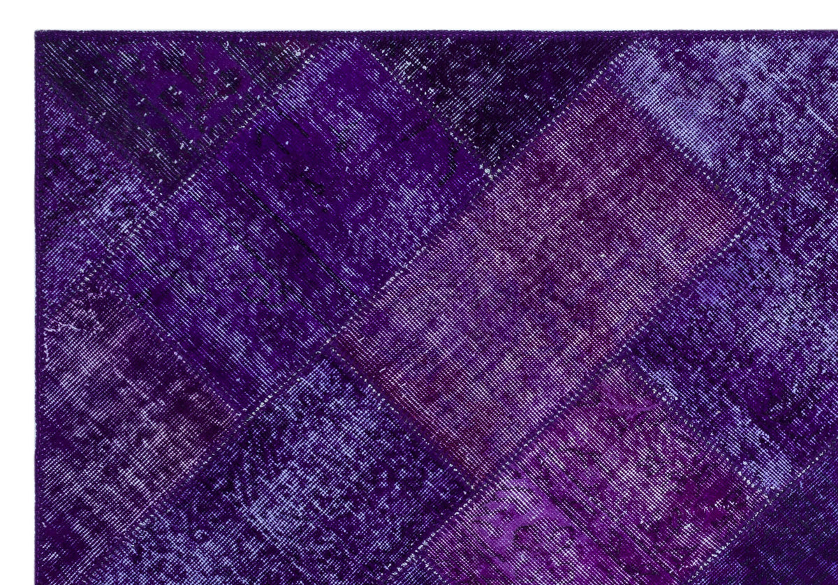 Purple Over Dyed Patchwork Unique Rug 5&#39;3&#39;&#39; x 7&#39;7&#39;&#39; ft 160 x 230 cm