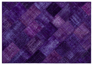 Purple Over Dyed Patchwork Unique Rug 5'3'' x 7'7'' ft 160 x 230 cm