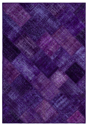 Purple Over Dyed Patchwork Unique Rug 5'3'' x 7'7'' ft 160 x 230 cm