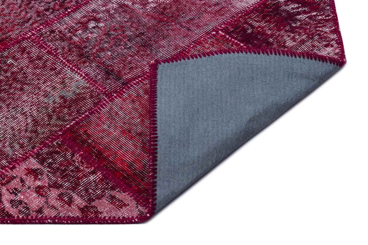Red Over Dyed Patchwork Unique Rug 5&#39;3&#39;&#39; x 7&#39;7&#39;&#39; ft 160 x 230 cm