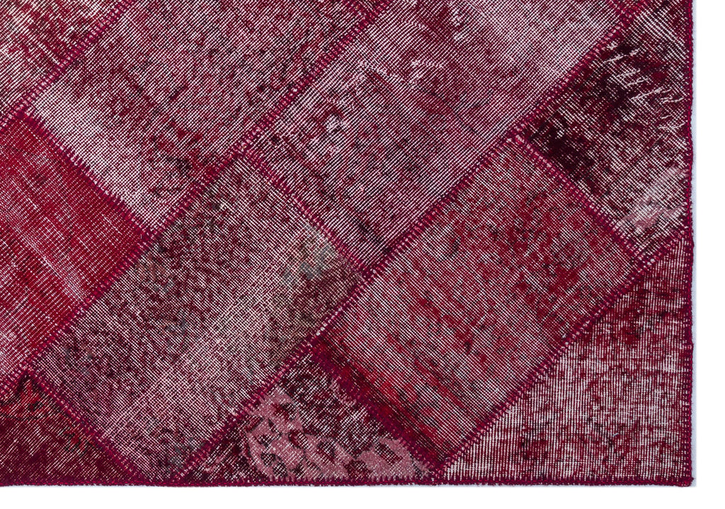 Red Over Dyed Patchwork Unique Rug 5'3'' x 7'7'' ft 160 x 230 cm